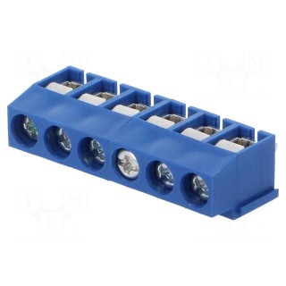 PCB terminal block | angled 90° | 5mm | ways: 6 | on PCBs | 2.5mm2 | 8A