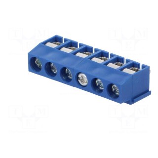 PCB terminal block | angled 90° | 5mm | ways: 6 | on PCBs | 2.5mm2 | 8A