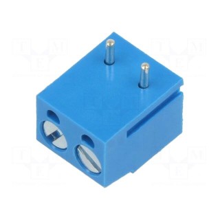 PCB terminal block | straight | 5mm | ways: 2 | on PCBs | terminal | blue