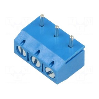 PCB terminal block | straight | 5mm | ways: 3 | on PCBs | terminal | blue