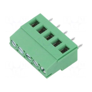 PCB terminal block | angled 90° | 5mm | ways: 5 | on PCBs | 2.5mm2 | 16A