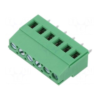 PCB terminal block | angled 90° | 5mm | ways: 6 | on PCBs | 2.5mm2 | 16A