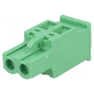 Pluggable terminal block | 5mm | ways: 2 | angled | plug | female | green