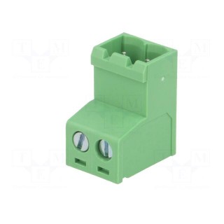 Pluggable terminal block | 5mm | ways: 2 | straight | plug | male | green