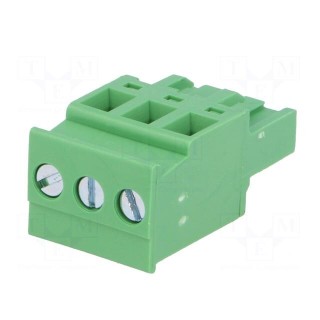 Pluggable terminal block | 5mm | ways: 3 | angled | plug | female | green