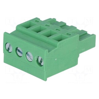 Pluggable terminal block | 5mm | ways: 4 | angled | plug | female | green