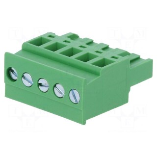 Pluggable terminal block | 5mm | ways: 5 | angled | plug | female | green