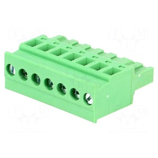 Pluggable terminal block | 5mm | ways: 7 | angled | plug | female | green