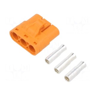 Plug | DC supply | LC | female | PIN: 3 | for cable | soldering | orange