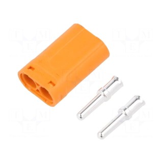 Plug | DC supply | LC | male | PIN: 2 | for cable | soldering | orange | 20A