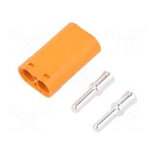 Plug | DC supply | LC | male | PIN: 2 | for cable | soldering | orange | 30A