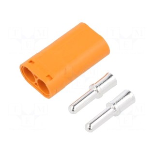 Plug | DC supply | LC | male | PIN: 2 | for cable | soldering | orange | 40A