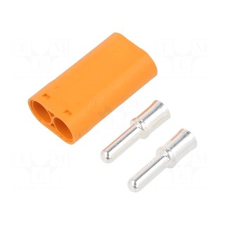 Plug | DC supply | LC | male | PIN: 2 | for cable | soldering | orange | 55A