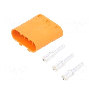 Plug | DC supply | LC | male | PIN: 3 | for cable | soldering | orange | 20A
