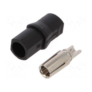 Plug | DC supply | SH4,0 | female | PIN: 1 | for cable | soldering | black