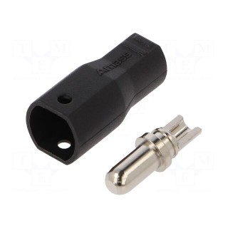 Plug | DC supply | SH4,0 | male | PIN: 1 | for cable | soldering | black