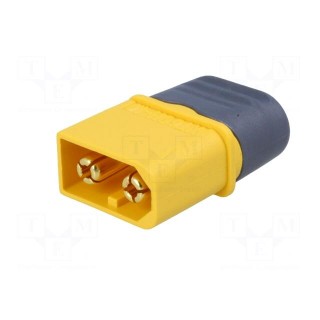 Plug; DC supply; XT60; male; PIN: 2; for cable; soldered; 30A; 500V