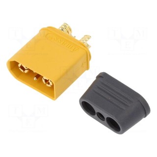 Plug | DC supply | XT90 | male | PIN: 4 | for cable | soldered | 40A | 500V