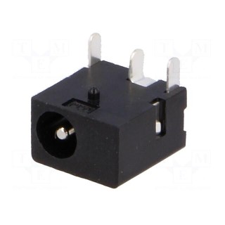 Socket | DC supply | male | 3,5/1,3mm | THT | 1A | 12VDC | angled 90°