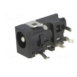 Socket | DC supply | male | 4/1,7mm | with on/off switch | on PCBs | THT