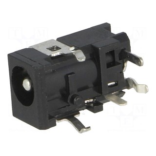 Socket | DC supply | male | 4/1,7mm | with on/off switch | on PCBs | THT