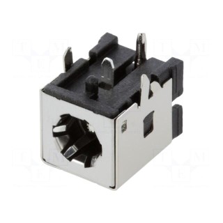 Socket | DC supply | male | 5.3/2.5mm | on PCBs | THT | 8A | 20VDC