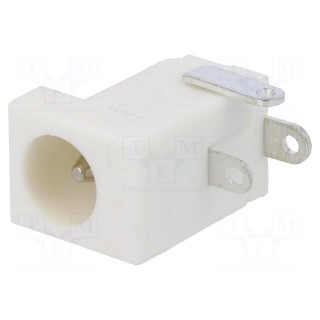 Socket | DC supply | male | 5.5/2.1÷2.5mm | soldering | white | 5A | 12VDC