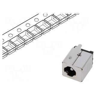 Socket | DC supply | male | 6.6/2.5mm | on PCBs | THT | 7A | 20VDC
