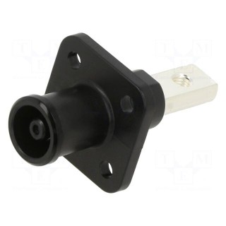 Socket | DC supply | male | PIN: 1 | for panel mounting | screw | black