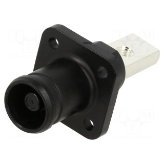 Socket | DC supply | male | PIN: 1 | for panel mounting | screw | black