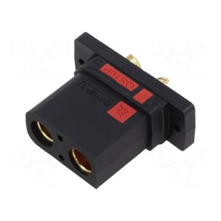 Socket | DC supply | QS | female | PIN: 2 | for panel mounting | black