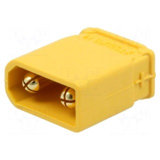 Socket | DC supply | XT30 | male | PIN: 2 | on PCBs | THT | Colour: yellow