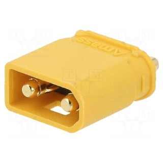 Socket | DC supply | XT30 | male | PIN: 2 | on PCBs | THT | yellow | 20A | 600V