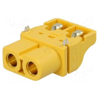 Socket | DC supply | XT60 | female | PIN: 2 | on PCBs | SMT | Colour: yellow