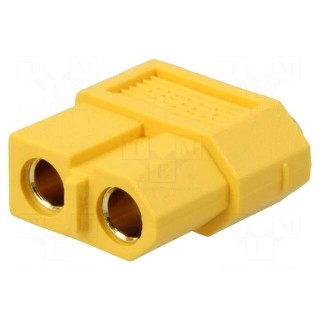 Socket | DC supply | XT60 | female | PIN: 2 | on PCBs | THT | Colour: yellow