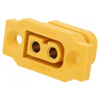 Socket | DC supply | XT60 | female | PIN: 2 | soldering | yellow | 30A | 500V