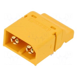 Socket | DC supply | XT60 | male | PIN: 2 | on PCBs | SMT | Colour: yellow