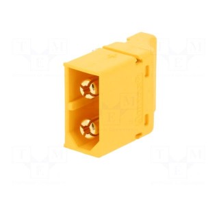 Socket | DC supply | XT60 | male | PIN: 2 | on PCBs | SMT | Colour: yellow