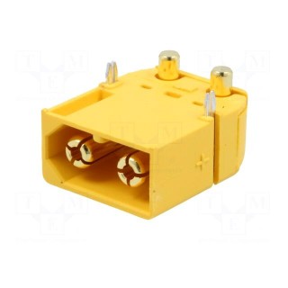 Socket | DC supply | XT60 | male | PIN: 2 | on PCBs | THT | Colour: yellow