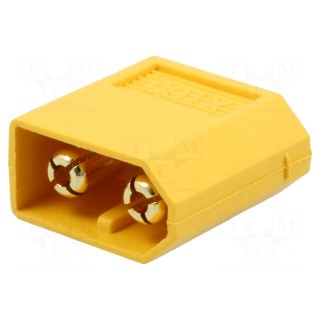 Socket | DC supply | XT60 | male | PIN: 2 | on PCBs | THT | Colour: yellow