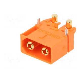 Socket | DC supply | XT60 | male | PIN: 3 | on PCBs | THT | orange | 30A | 500V