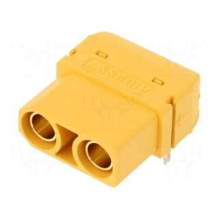 Socket | DC supply | XT90 | female | PIN: 2 | on PCBs | THT | yellow | 40A