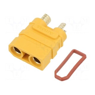 Socket | DC supply | XT90 | female | PIN: 2 | on PCBs | THT | yellow | 40A
