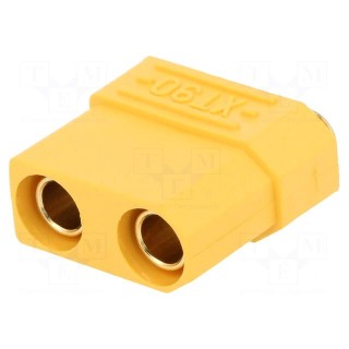 Socket | DC supply | XT90 | female | PIN: 2 | on PCBs | THT | Colour: yellow
