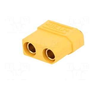 Socket | DC supply | XT90 | female | PIN: 2 | on PCBs | THT | Colour: yellow