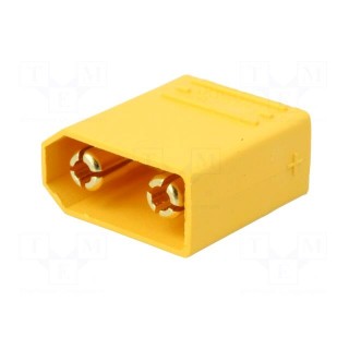 Socket | DC supply | XT90 | male | PIN: 2 | on PCBs | THT | Colour: yellow