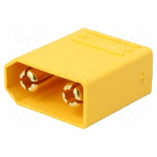 Socket | DC supply | XT90 | male | PIN: 2 | on PCBs | THT | Colour: yellow