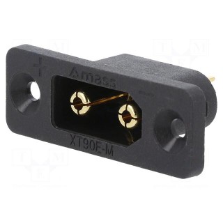Socket | DC supply | XT90 | male | PIN: 2 | soldering | black | 30A | UL94V-0