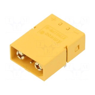 Socket | DC supply | XT90 | male | PIN: 4 | on PCBs | THT | yellow | 30A | 500V