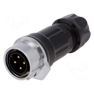 Plug | Connector: circular | MRD | PIN: 4 | gold flash | 10A | soldering
